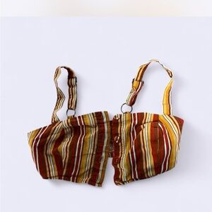 Striped Yellow and Red Crop Top